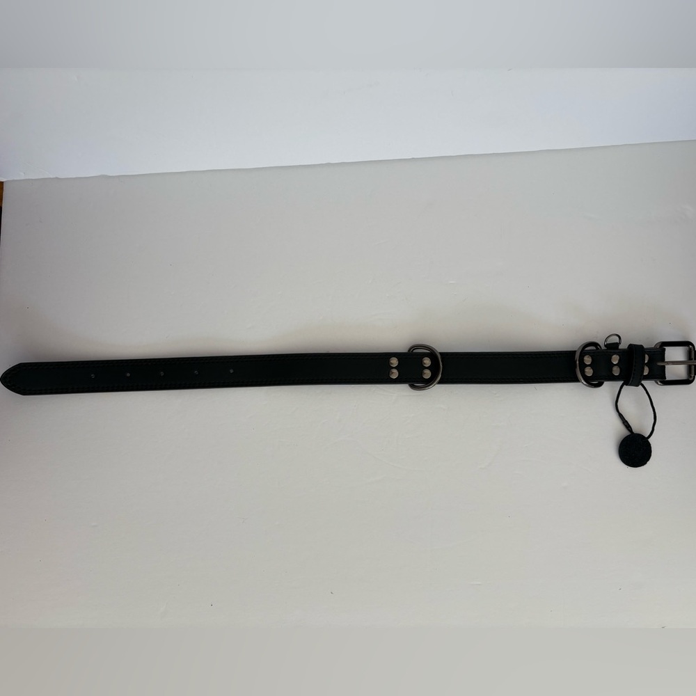 Vegan Leather NWT $48 Punk Rock Dog Collar Black Silver Studded Grommets XL